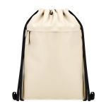 Mochila de cordão de rPET e PU com bolso frontal quarta vista