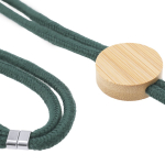 Lanyard e acessório de rPET para levar o telemóvel, detalhe de bambu quarta vista