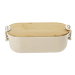 Lancheira com tampa hermética de bambu e fechos laterais 850 ml cor natural primeira vista