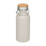 Garrafa de aço inoxidável de parede simples e tampa com bambu 550 ml cor areia