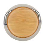 Garrafa de aço inoxidável de parede simples e tampa com bambu 550 ml cor areia terceira vista frontal