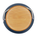 Garrafa de aço inoxidável de parede simples e tampa com bambu 550 ml cor ciano terceira vista frontal