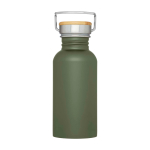 Garrafa de aço inoxidável de parede simples e tampa com bambu 550 ml cor verde-escuro segunda vista frontal