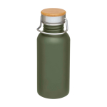 Garrafa de aço inoxidável de parede simples e tampa com bambu 550 ml cor verde-escuro