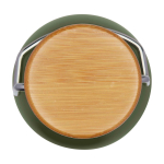 Garrafa de aço inoxidável de parede simples e tampa com bambu 550 ml cor verde-escuro terceira vista frontal
