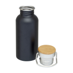 Garrafa de aço inoxidável de parede simples e tampa com bambu 550 ml segunda vista