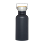 Garrafa de aço inoxidável de parede simples e tampa com bambu 550 ml segunda vista frontal