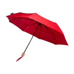 Guarda-chuva manual rPET 21'', poliéster pongee, punho de madeira Ø99 cor vermelho