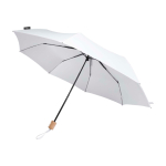 Guarda-chuva manual rPET 21'', poliéster pongee, punho de madeira Ø99 cor branco