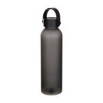 Garrafa de plástico reciclado com pega de silicone na tampa 630 ml cor preto