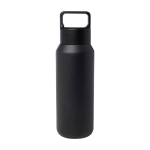 Garrafa de aço inox reciclado apta para bebidas gaseificadas 600 ml cor preto segunda vista traseira