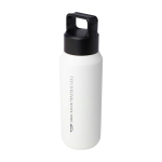 Garrafa de aço inox reciclado apta para bebidas gaseificadas 600 ml cor branco vista impressa logo 2