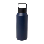 Garrafa de aço inox reciclado apta para bebidas gaseificadas 600 ml cor azul-marinho segunda vista frontal