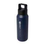 Garrafa de aço inox reciclado apta para bebidas gaseificadas 600 ml cor azul-marinho vista impressa logo 2