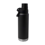 Garrafa ecológica de parede dupla com tampa de rosca antigotas 700 ml cor preto segunda vista traseira