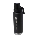 Garrafa ecológica de parede dupla com tampa de rosca antigotas 700 ml cor preto vista impressa logo 2