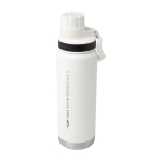 Garrafa ecológica de parede dupla com tampa de rosca antigotas 700 ml cor branco vista impressa logo 2