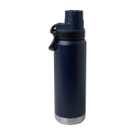 Garrafa ecológica de parede dupla com tampa de rosca antigotas 700 ml cor azul-marinho segunda vista traseira