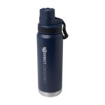 Garrafa ecológica de parede dupla com tampa de rosca antigotas 700 ml cor azul-marinho vista impressa logo 2