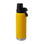 Garrafa ecológica de parede dupla com tampa de rosca antigotas 700 ml cor amarelo-escuro segunda vista frontal