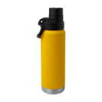 Garrafa ecológica de parede dupla com tampa de rosca antigotas 700 ml cor amarelo-escuro segunda vista traseira