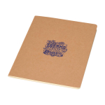 Caderno capa de cartão kraft e lombada cosida, folhas A5 pontilhadas cor natural vista impressão tampografia