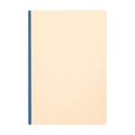 Caderno de capa mole de cana-de-açúcar e rPET, folhas A5 pautadas cor azul-marinho segunda vista frontal