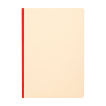 Caderno de capa mole de cana-de-açúcar e rPET, folhas A5 pautadas cor salmão segunda vista frontal