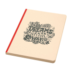 Caderno de capa mole de cana-de-açúcar e rPET, folhas A5 pautadas cor salmão vista impressão serigrafia
