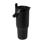 Copo de aço inoxidável reciclado com tampa de função dupla 900 ml cor preto segunda vista