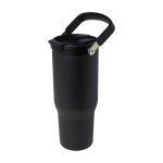 Copo de aço inoxidável reciclado com tampa de função dupla 900 ml cor preto terceira vista frontal
