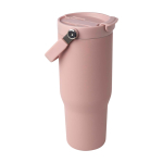 Copo de aço inoxidável reciclado com tampa de função dupla 900 ml cor rosa pastel