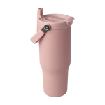 Copo de aço inoxidável reciclado com tampa de função dupla 900 ml cor rosa pastel segunda vista