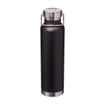 Garrafa de aço inox reciclado de parede dupla e tampa de rosca 650 ml cor preto
