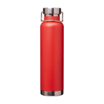 Garrafa de aço inox reciclado de parede dupla e tampa de rosca 650 ml cor vermelho segunda vista frontal