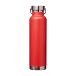 Garrafa de aço inox reciclado de parede dupla e tampa de rosca 650 ml cor vermelho segunda vista traseira