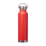 Garrafa de aço inox reciclado de parede dupla e tampa de rosca 650 ml cor vermelho terceira vista frontal