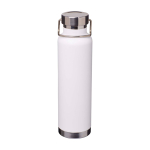 Garrafa de aço inox reciclado de parede dupla e tampa de rosca 650 ml cor branco