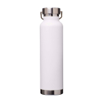 Garrafa de aço inox reciclado de parede dupla e tampa de rosca 650 ml cor branco segunda vista traseira