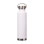 Garrafa de aço inox reciclado de parede dupla e tampa de rosca 650 ml cor branco terceira vista frontal