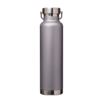 Garrafa de aço inox reciclado de parede dupla e tampa de rosca 650 ml cor cinzento segunda vista traseira