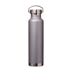 Garrafa de aço inox reciclado de parede dupla e tampa de rosca 650 ml cor cinzento terceira vista frontal