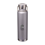 Garrafa de aço inox reciclado de parede dupla e tampa de rosca 650 ml cor cinzento vista impressão tampografia