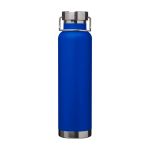 Garrafa de aço inox reciclado de parede dupla e tampa de rosca 650 ml cor azul real segunda vista frontal