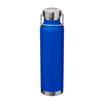Garrafa de aço inox reciclado de parede dupla e tampa de rosca 650 ml cor azul real