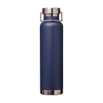 Garrafa de aço inox reciclado de parede dupla e tampa de rosca 650 ml cor azul-marinho segunda vista frontal