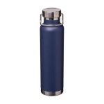 Garrafa de aço inox reciclado de parede dupla e tampa de rosca 650 ml cor azul-marinho