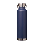 Garrafa de aço inox reciclado de parede dupla e tampa de rosca 650 ml cor azul-marinho segunda vista traseira
