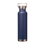 Garrafa de aço inox reciclado de parede dupla e tampa de rosca 650 ml cor azul-marinho terceira vista frontal