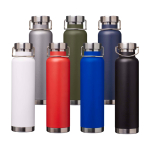 Garrafa de aço inox reciclado de parede dupla e tampa de rosca 650 ml cor verde-escuro segunda vista várias cores